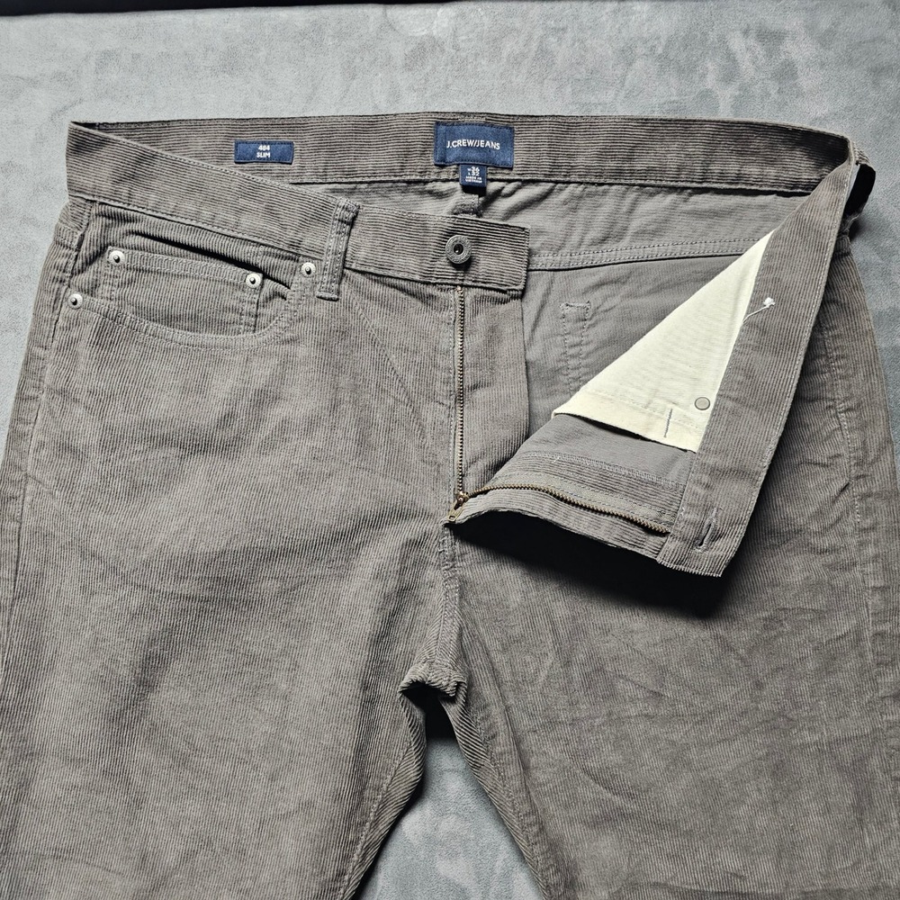 J.Crew 484 Slim Corduroy Pants Mens 36x32 (38) Taupe Grey G7128 HO18 Fine Wale
